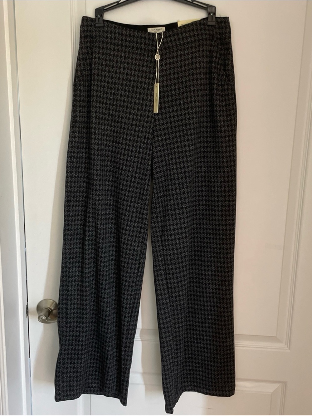 NWT Women’s Max Studio London Wide Leg Trousers, Pants Black Charcoal size Large